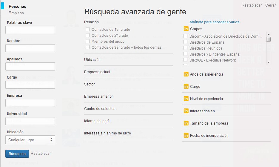 búsqueda avanzada en LinkedIn